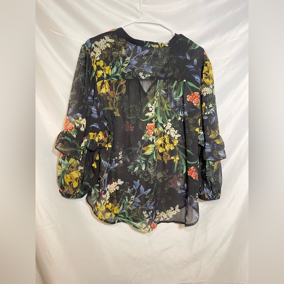 Chico's Multicolor Floral Sheer Blouse - Picture 6 of 7